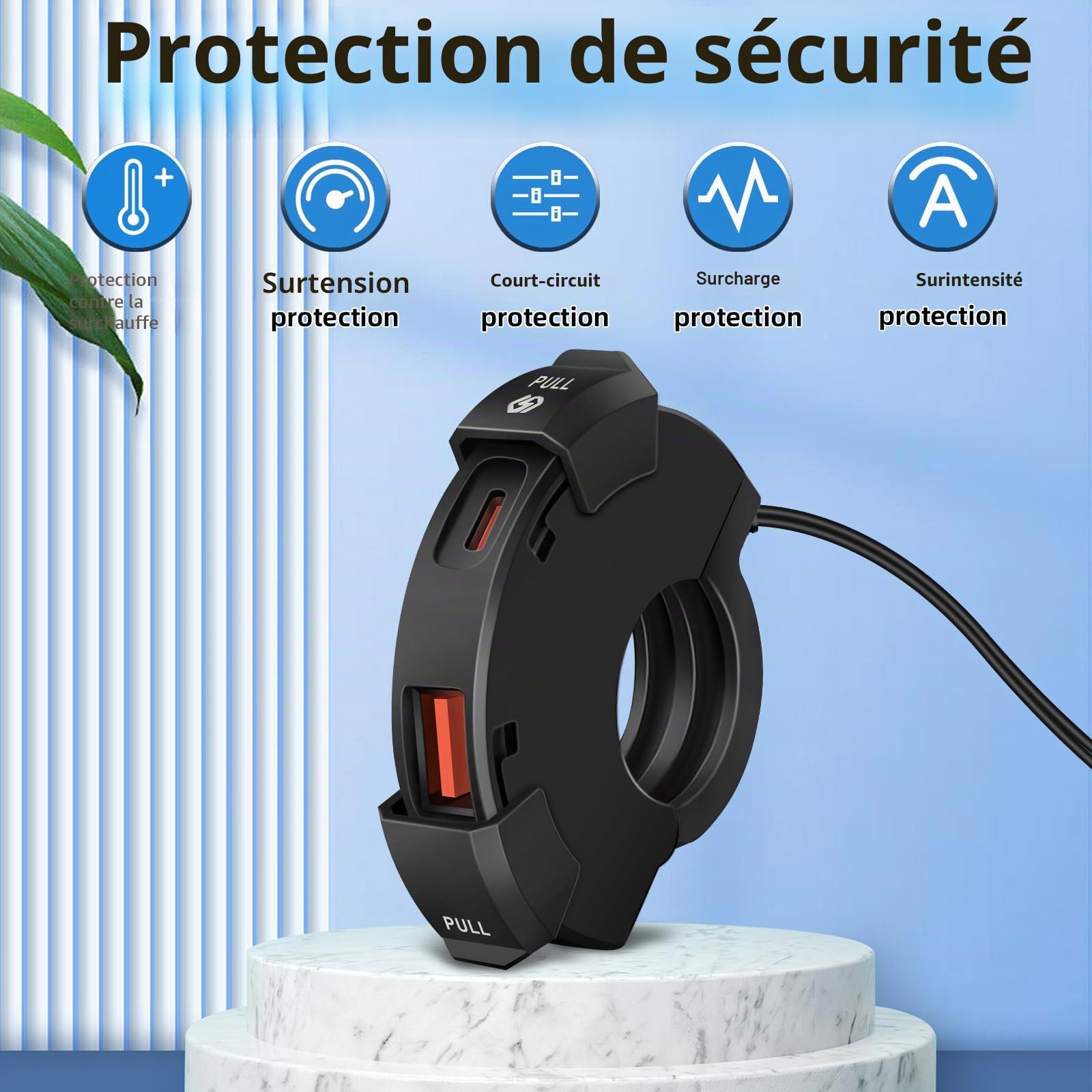 Prise USB Moto, Chargeur USB Moto QC3.0 USB& PD Type C Charge Rapide Prise de Chargeur de Voiture Etanche pour 12V-24V Moto, Camping-Car, ATVs