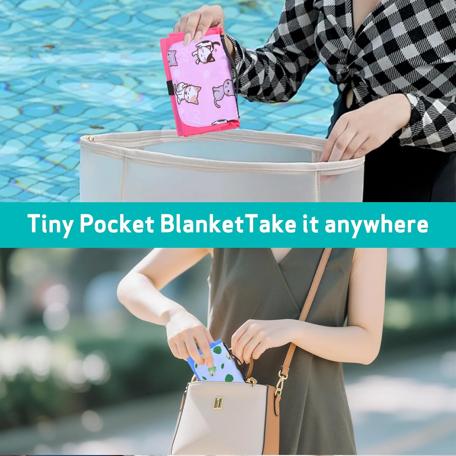 Waterproof Picnic Blanket with Stakes Windproof Outdoor Beach Camping Mat | Waterproof fabric picnic blanket, foldable stain-proof mat 59x79in for beach camping hiking travel festivals