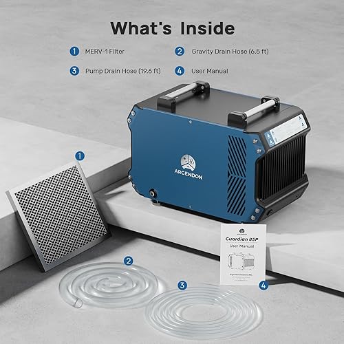 Miniatura 7 de ARGENDON Deshumidificadores de 180 pintas con bomba y manguera de drenaje, deshumidificador comercial para sótano, grandes espacios industriales,
