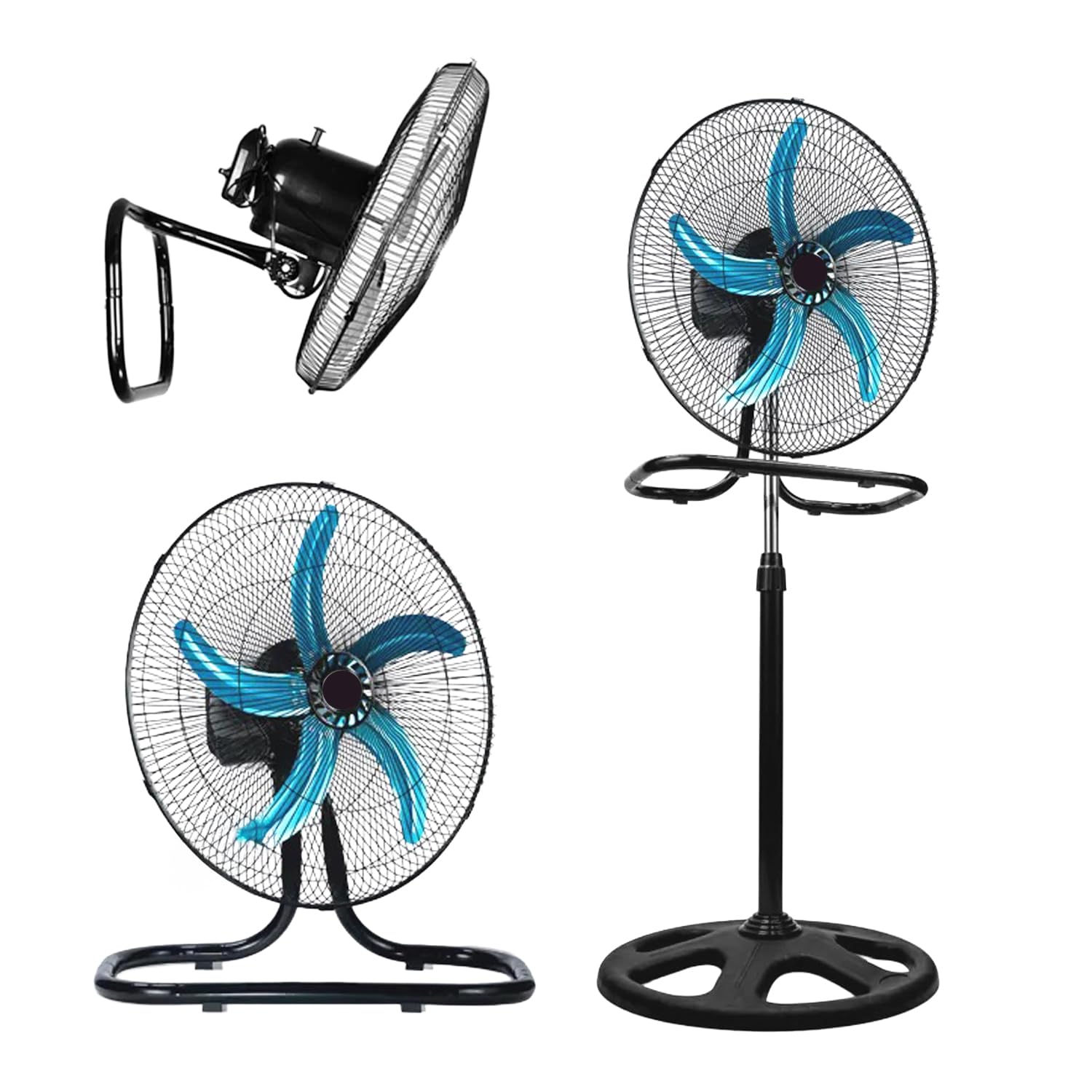 Wintem - Ventilatore 3 in 1 da Tavolo, Parete o Piantana con Oscillazione, Struttura in Acciaio, 50W, Altezza Regolabile, 3 Velocità e Pale da 50 cm per Raffrescamento Versatile