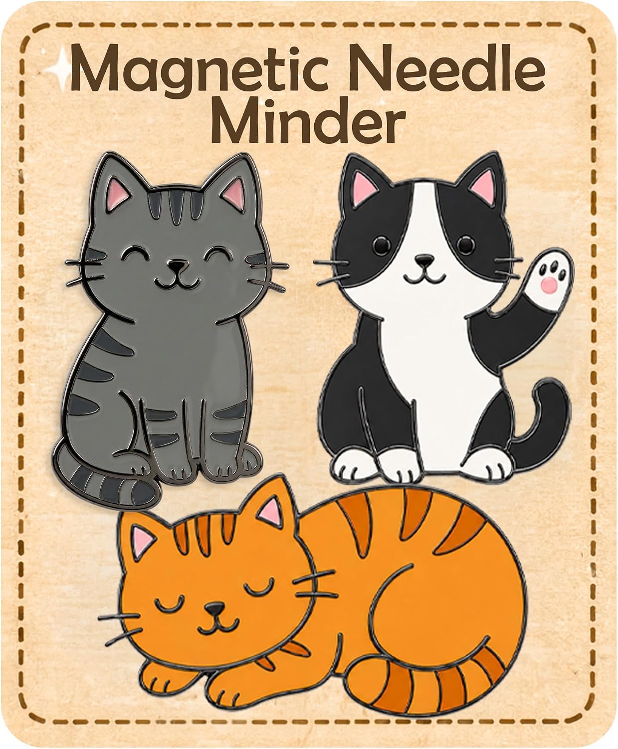 Magnetic Needle Minders for Cross Stitch & Embroidery. Set of 3 USA-Themed Needle Keepers for Sewing, Quilting & Needlepoint. Gift for Crafters