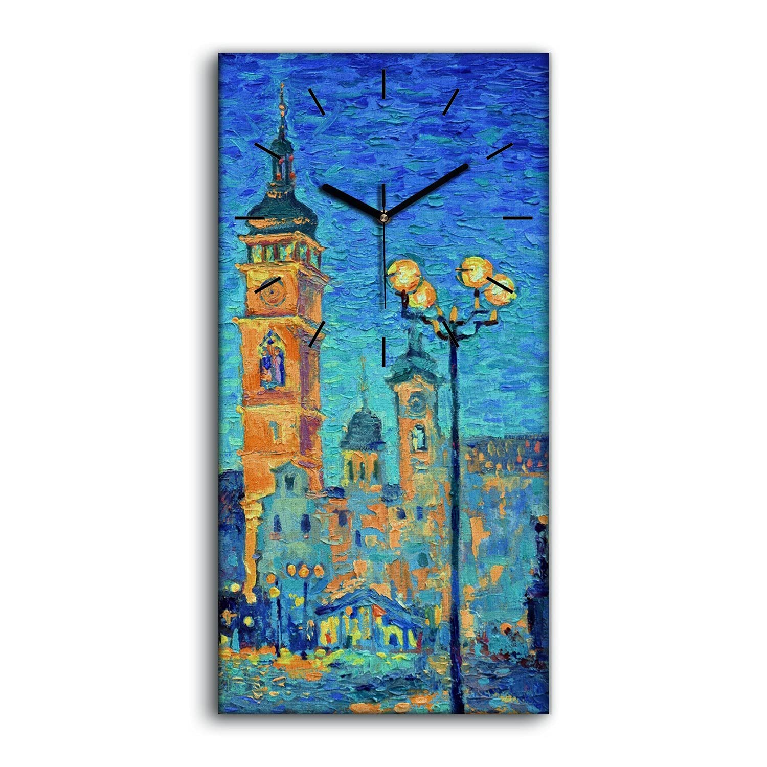 Horloge sur Toile silencieuse Coloray 30x60cm pour un salon moderne sans tic-tac