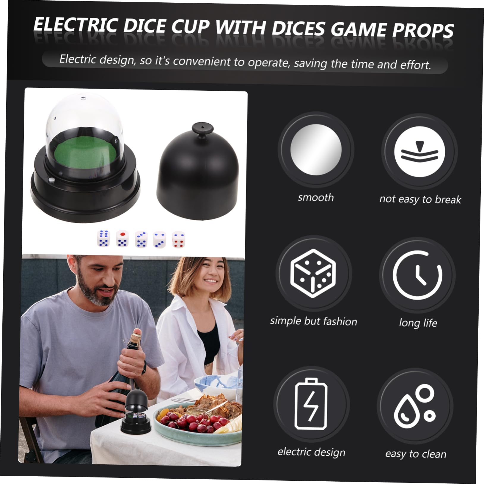 Abaodam Lot De 2 Shakers À Dés Électriques pour Jeux De Société Jeu De Dés Portable Gobelet À Dés avec Dés Facile À Nettoyer