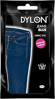 DYLON Farbowanie ręczne, saszetka z farbowaniem do tkanin na ubrania i miękkie meble, 50 g - niebieski jeansowy
