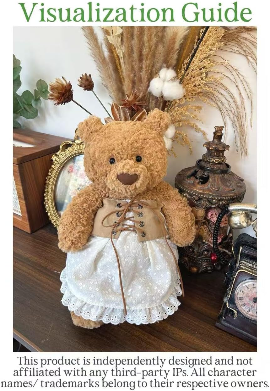 20-inch Plush Animal Dress Set:Dress Hair Clip 4-Piece Set for 47cm Huge Bartholomew Bear Animal Clothing Doll Dress (NO Doll)