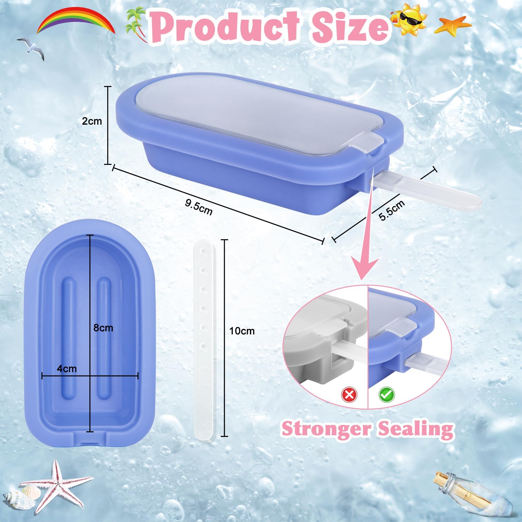 12 Pezzi Stampi per Ghiaccioli in Silicone,Riutilizzabile Ghiaccioli Stampo Rosa Verde Blu Giallo,Stampini per Gelato con Coperchi Senza BPA,Formine per Ghiaccioli