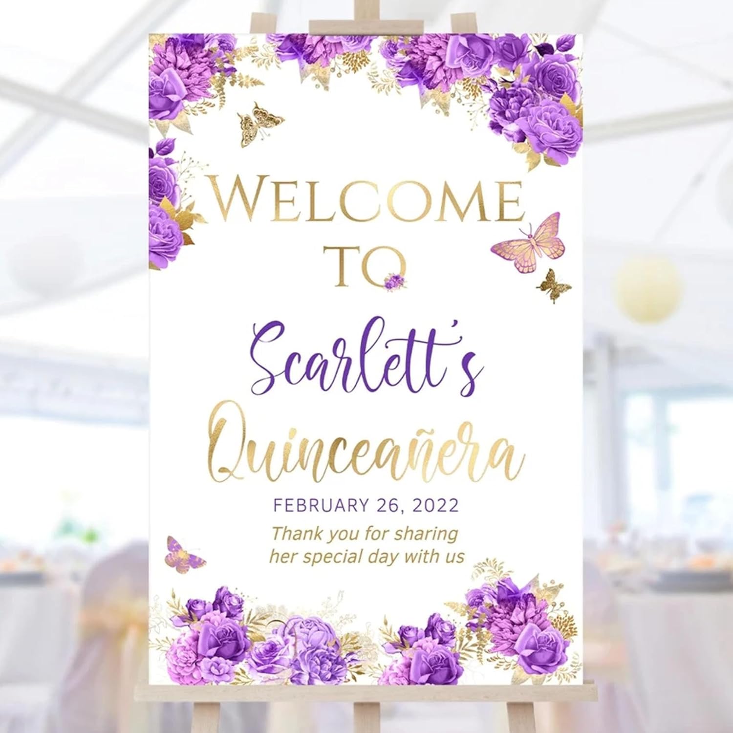 Quinceañera Decorative Signage, Personalized Welcome Sign, 12 x 18 inches, Plastic, Rustic, Indoor/Outdoor Use