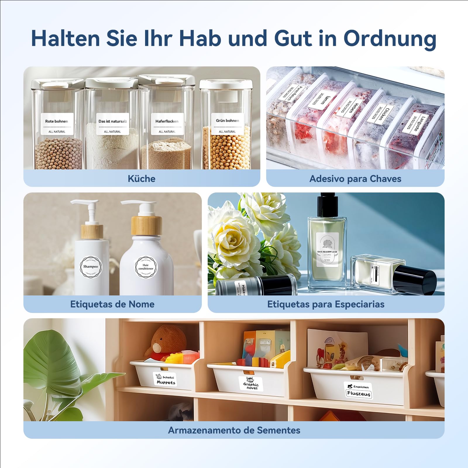 NIIMBOT B1 Etikettendrucker mit Wasserfeste Etiketten Selbstklebend, Tragbarer Beschriftungsgerät Bluetooth Label Printer Aufkleber Drucker für Barcode, Schulbedarf, Logo, Adresse, Silber