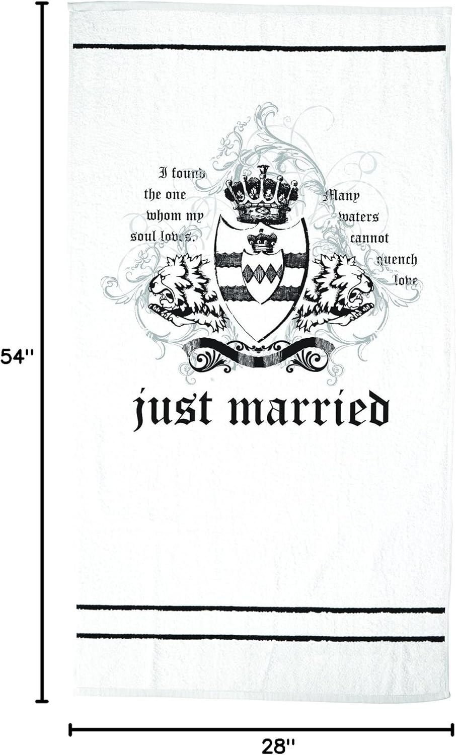Lillian Rose White Honeymoon Beach Towel, Just Married, Black, WG311 B