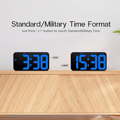 Miniatura 3 de Zgrmbo Reloj de pared digital con dígitos claros enormes de 4 pulgadas, reloj digital para pared con atenuación automática, semana, soporte estándar