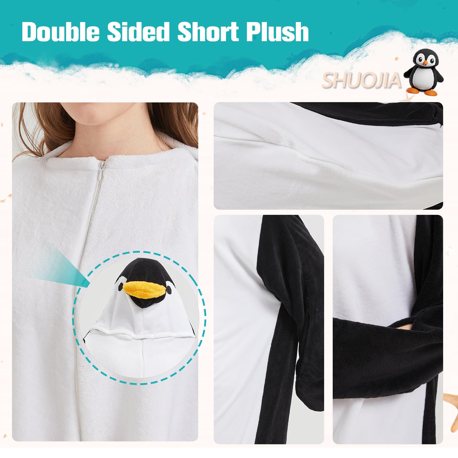 Pigiama a Tutina con Animale Adulto Unisex,Coperta da Notte indossabile con Pinguino Coccodrillo/squalo,Tutina con Animali dei Cartoni,Costumi di Halloween Interi Pigiami da Festa