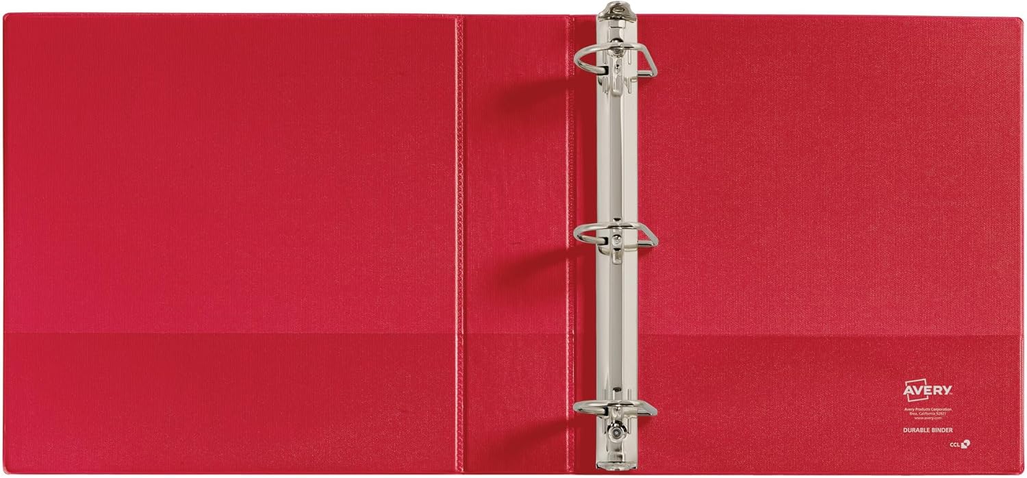Avery Durable 3 Ring Binder, 2" Slant Rings, 1 Red Binder (27203)