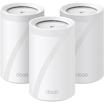 TP-Link Deco BE65 Wi-Fi 7 Mesh WLAN Set (3 Pack), Tri-Band 5760 Mbit/s (6 | 4 ports 2.5 Gbps and USB 3.0 per unit, HomeShield
