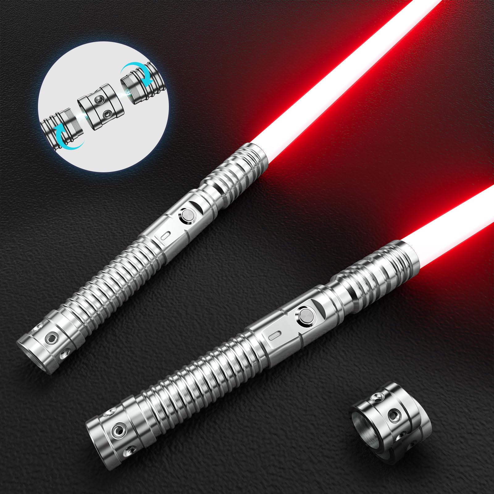 Sponsored Ad – Lightsaber for Kids and Adults 2-in-1 RGB 11 Color USB Rechargeable Black Metal Handle Sword, Lightsaber 2er Suitable for Halloween Christmas Cosplay, 11rgb Silver