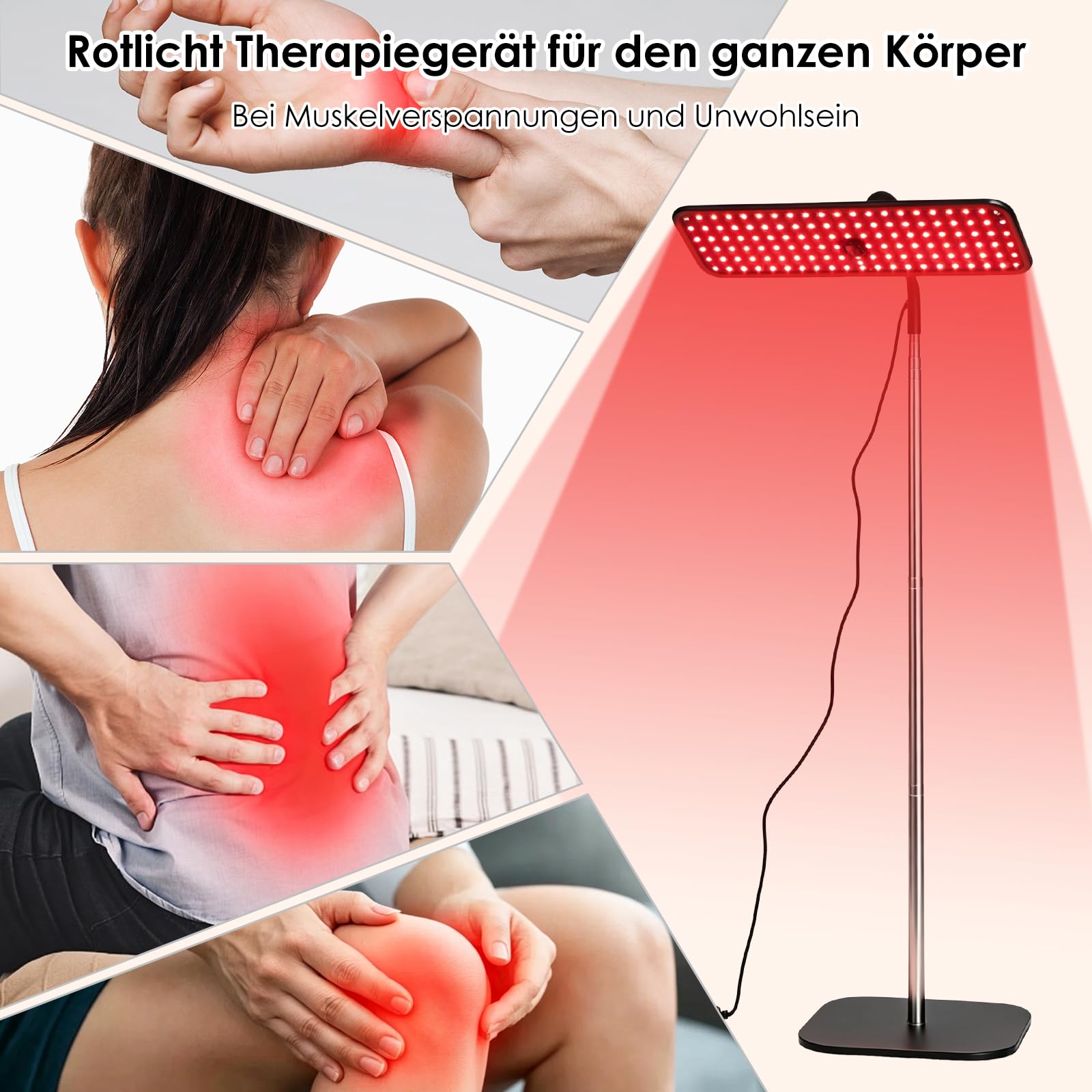 Lampada a luce rossa per viso e tutto il corpo, (660 nm, 850 nm), lampada a infrarossi a due lunghezze d'onda, 126 LED e 4 modalità, pannello luce rossa con supporto regolabile (126 LED)