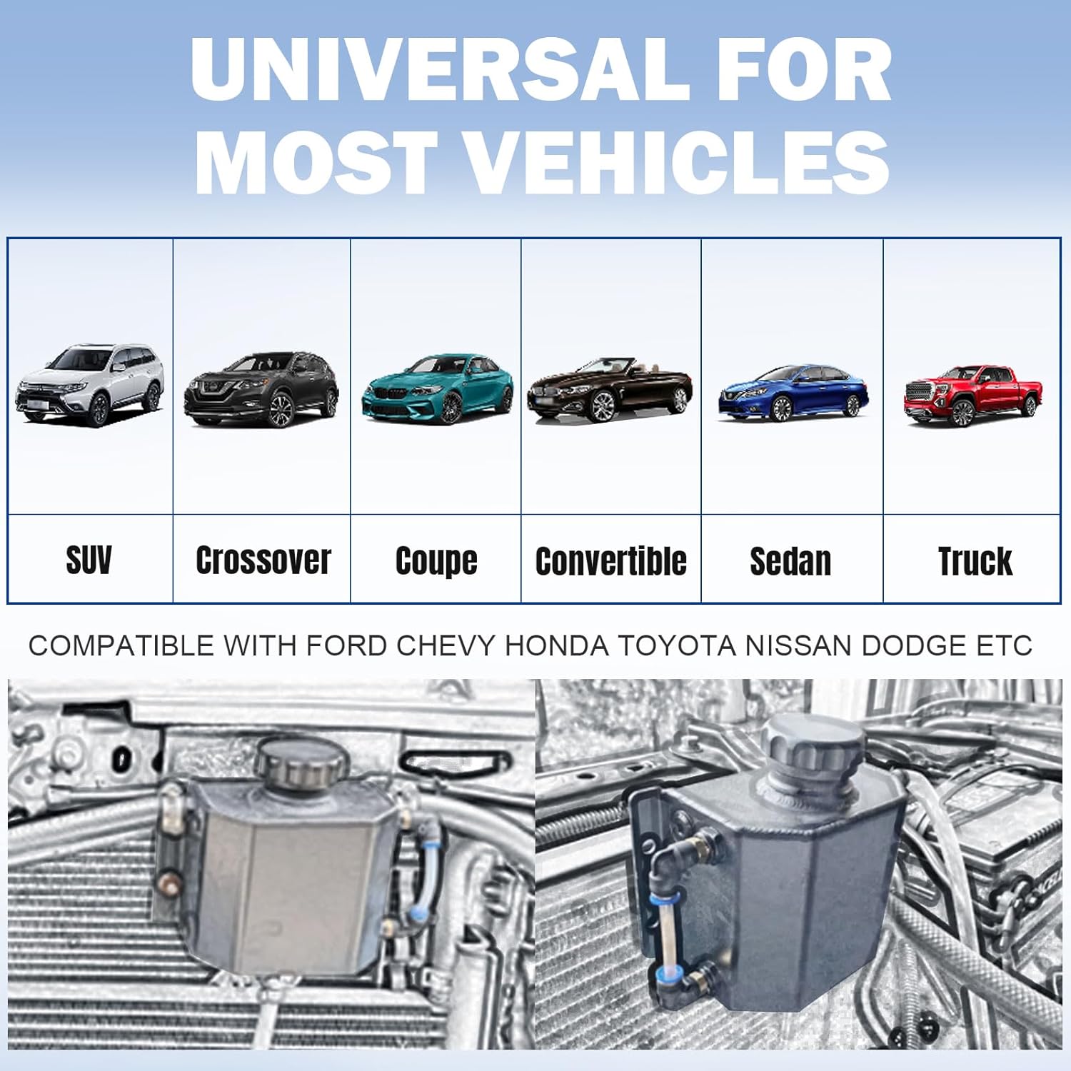 Universal Coolant Overflow Tank 2l Aluminum Coolant Radiator Overflow Reservoir Expansion Tank Silver