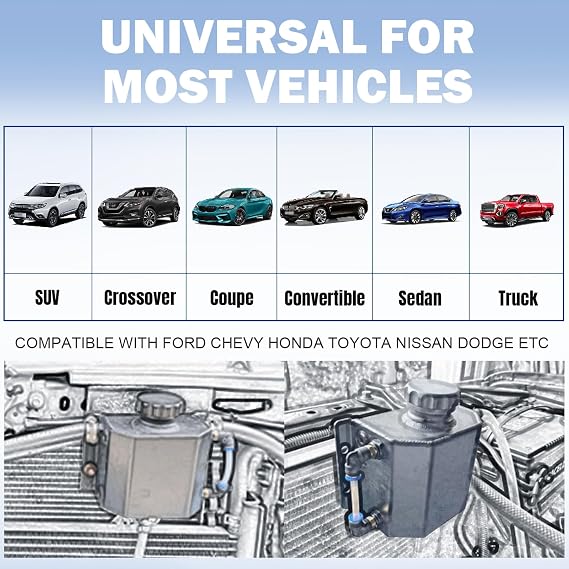 Universal Coolant Overflow Tank 2l Aluminum Coolant Radiator Overflow Reservoir Expansion Tank Silver