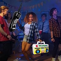 Vista 6 de 8 Pcs Inflatable Radio Boombox Retro Inflatable Mobile Phone Rock Inflatable Guitar Toy Set,Blow up Props for 80s 90s Party Decorations,Hip Hop