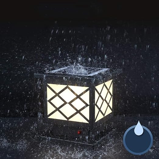 Generic GUOCC Creative Square Acrylic Pillar Lantern Super Bright LED Chip Solar Post Lamp Galvanized Sheet Material Waterproof Outdoor Lighting Column Lights Modern Simple Villa Decorative Landscape Lamp Lig photo 3