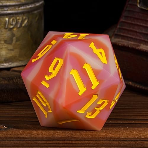 Miniatura 6 de Silicona de 2.165 in D20, colores que cambian la luz, grandes D20 individuales de 20 caras DND, dados poliédricos gigantes D20 con caja de regalo