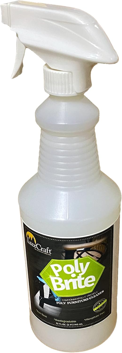 LuxCraft Poly Brite Cleaner for Poly Lumber Furniture - 32 oz. Bottle, HDPE Furniture Cleaner for Outside Patio and Outdoor Furniture Maintenance