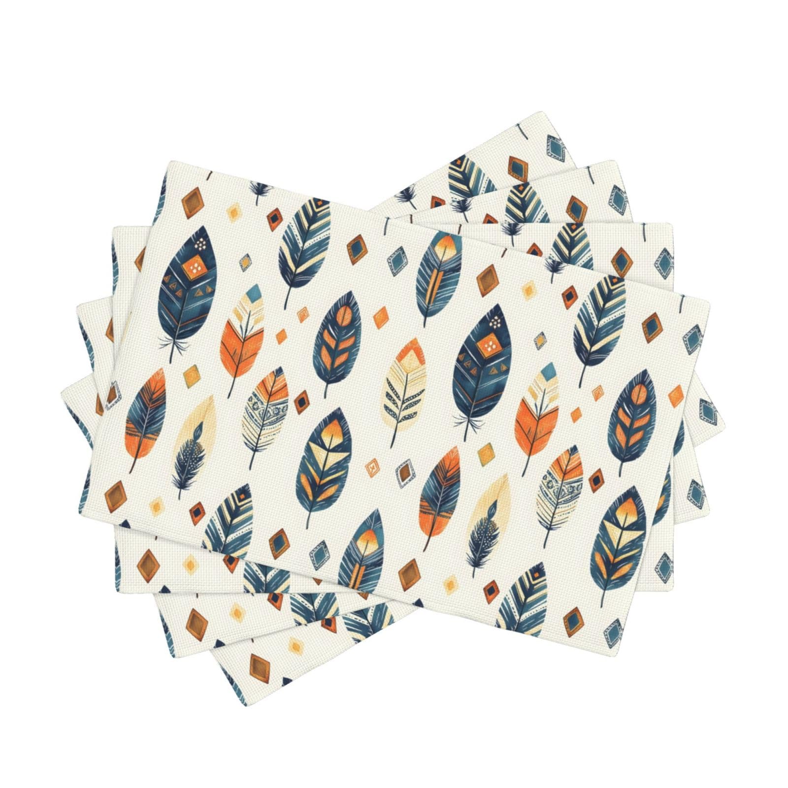 Sets de table de salle à manger motif plumes et feuilles coloré