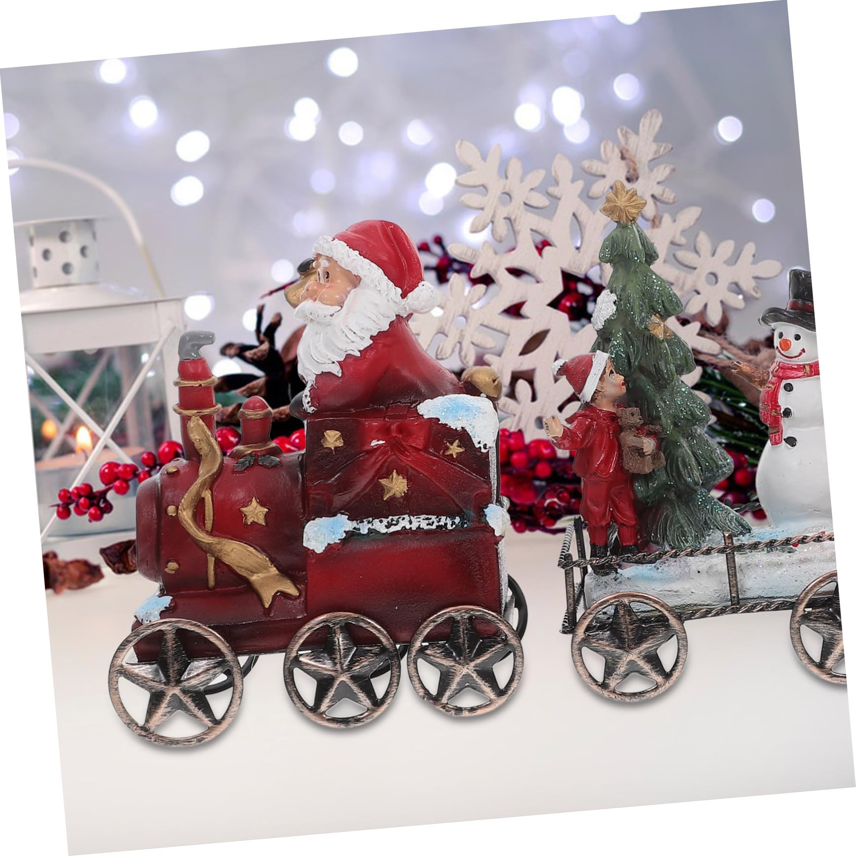 Vaguelly 3piezas Decoración Navideña Tren De Resina Juego De Adornos Navideños para Escritorio Decoración De Mesa Navideña Adornos De Tren para Escritorio Trenes Navideños para Oficina