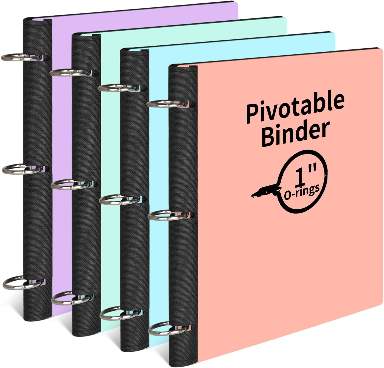 4 Pcs 360° Pivotable 3 Ring Binder, Soft 1 inch Binders 3 Ring, Flexible Thin Soft Three Ring Binder Fits 8.5" x 11", for Home, School and Office-Blue, Green, Pink, Purple