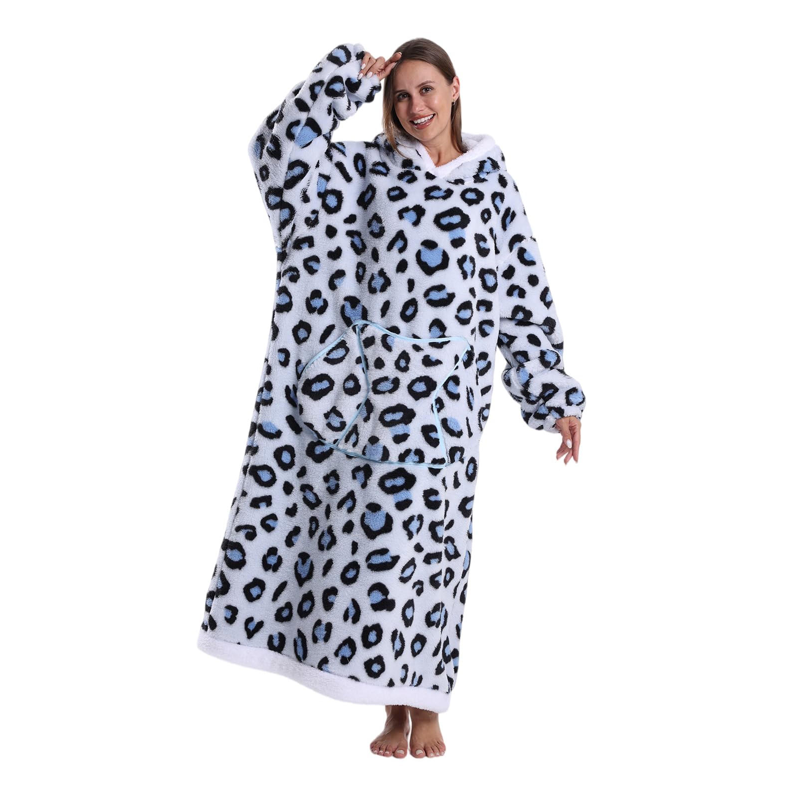 Ultra Weiche Hoodie Decke mit Ärmeln Warme Flanell Decke zum Anziehen für Zuhause Sofa und Bett, Kuscheldecke mit Kapuze