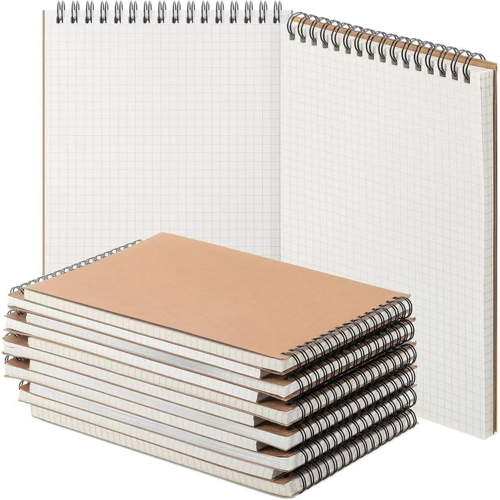 6 quaderni a griglia con 140 pagine con copertina rigida, 20,9 x 14,7 cm, per scrivere diari, pianificare, schizzi, prendere appunti per studenti