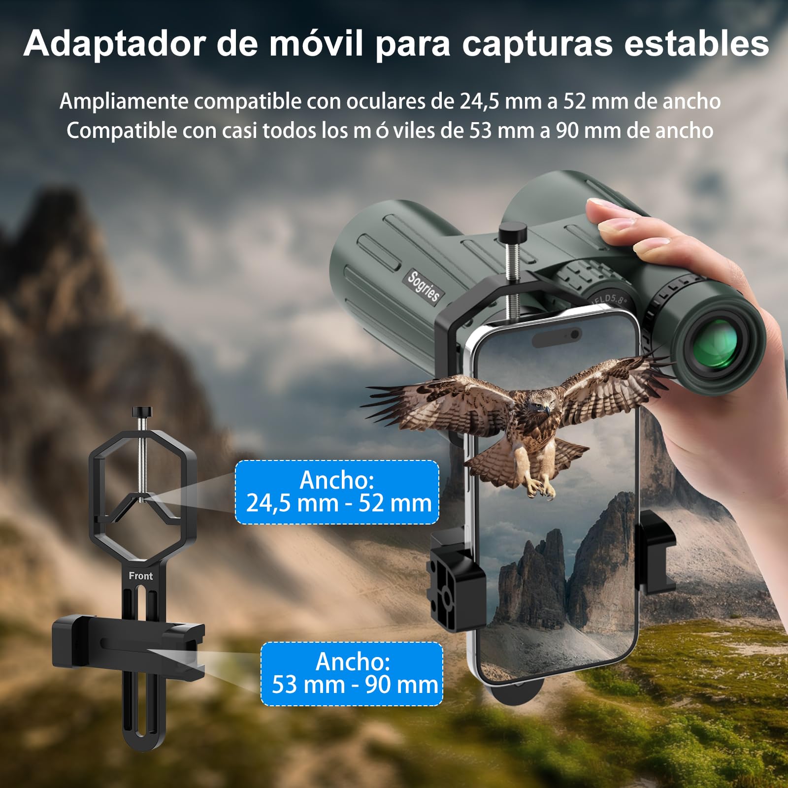 Kits de prismáticos HD de 14 x 45 para Adultos, de Alta Potencia con Adaptador de teléfono, trípode y Adaptador de trípode, prismáticos Impermeables y de Gran visión para observación de Aves, Caza