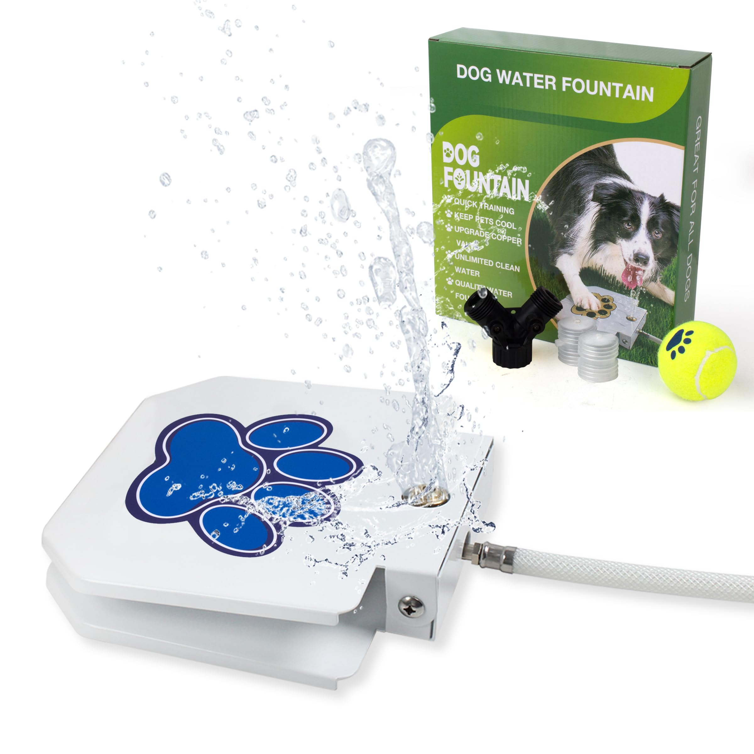 BACOENG Fontanella per Cani e Animali Domestici con Doppio separatore, Abbeveratoio per Cane con Corda, Dispenser Acqua Potabile a Pedale con Set di Valvole Premier in Rame (Blu)