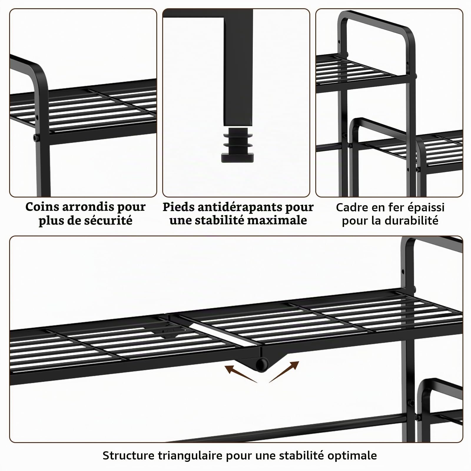 Support de plantes en métal convertible à 2 niveaux- Rangement empilable