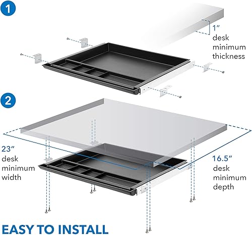 Miniatura 5 de Mount-It Cajón para debajo del escritorio bandeja deslizante debajo del escritorio para almacenamiento de bolígrafos lápices y otros artículos