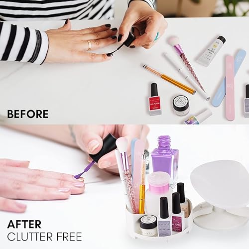 Miniatura 9 de Makartt Soporte de uñas para uñas, suministros de manicura con bandejas de múltiples ángulos y polacos, suministro de estación de pie para salón y