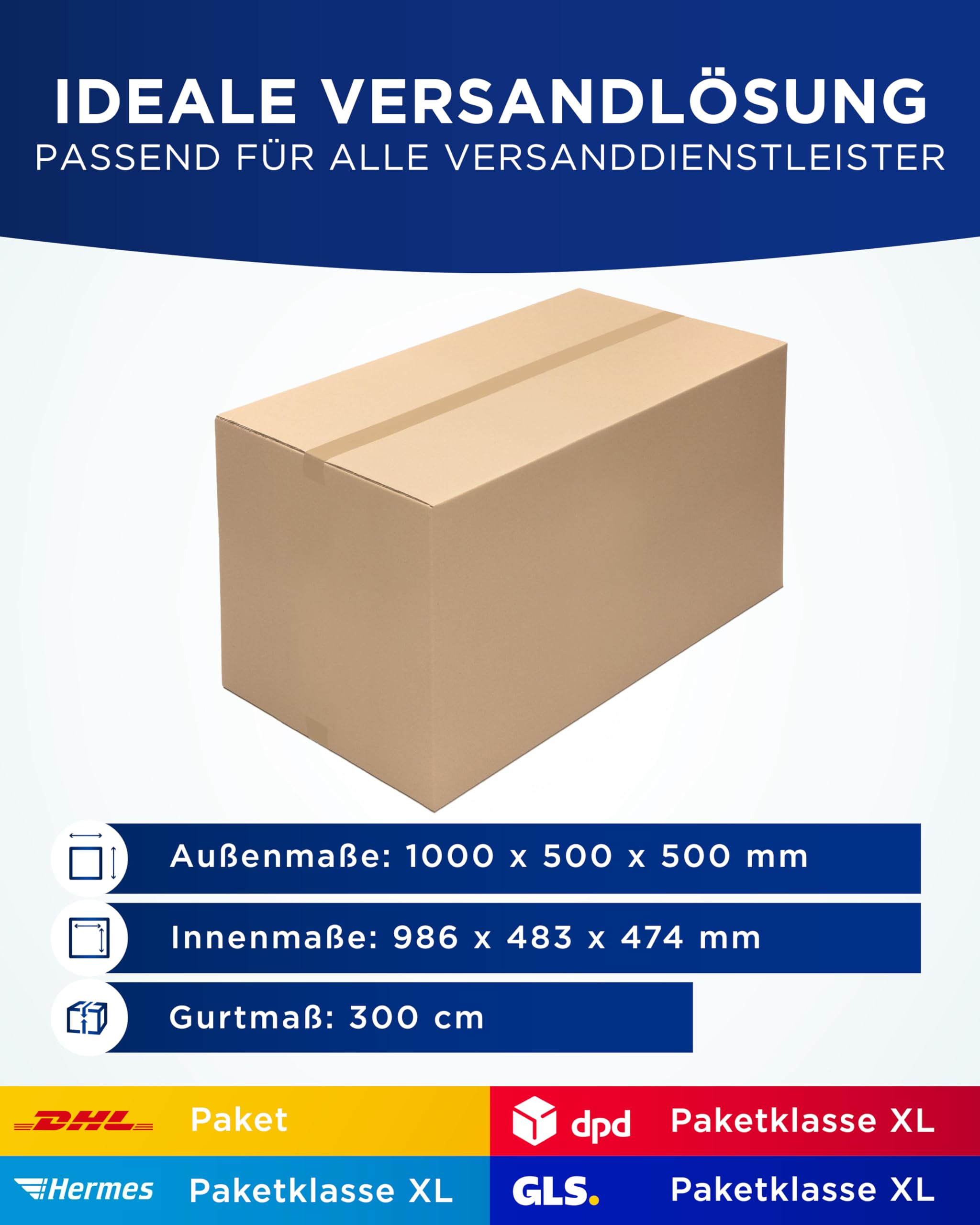 2 cartons 1000 x 500 x 500 mm pour expédition DPD et DHL 2 cartons ondulés