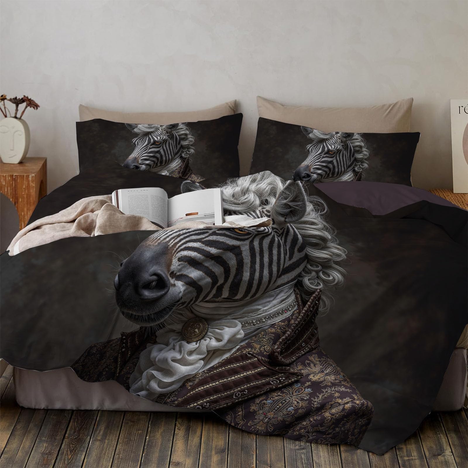 Parure de lit 220x240 zèbre avec zip pour en finir avec la couette qui glisse