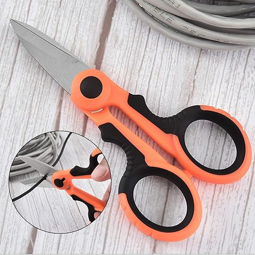 Miniatura 5 de Tijeras de pesca multiusos, herramientas de electricista de acero inoxidable dentadas para cortar alambre eléctrico, alambres de hierro, carne, aves