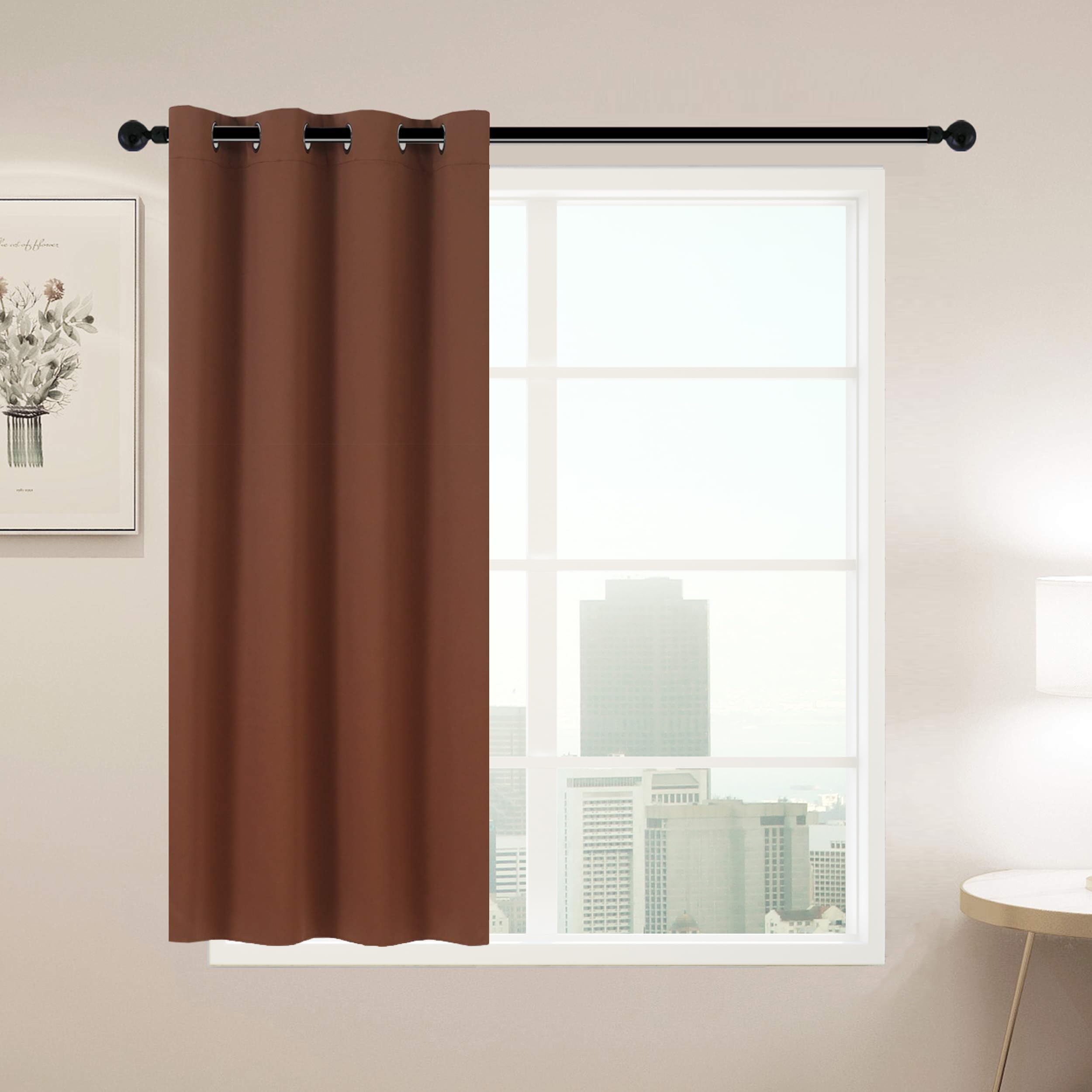 DALINA Textil -Cortina Opaca 140 x 145 para Salón Dormitorio - Cortina para Habitacion Color Solido - Cortinas Lisas Suave con Ojales para Ventanass 1 Pieza 140x145cm Canela