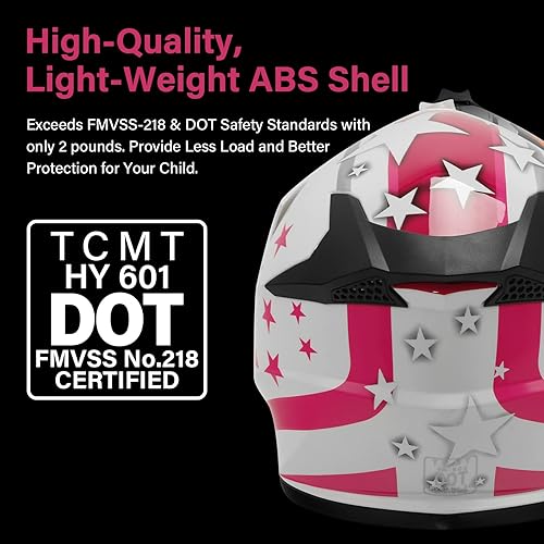 Miniatura 2 de TCMT DOT Youth Kids Dirt Bike Helmet Youth Motocross Helmet Full Face ATV Four Wheeler Motorcycle BMX Helmet for Boys Girls, Off-Road Protective
