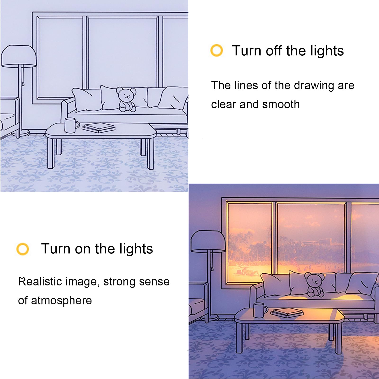 Lighting Painting Decoration, Light Up Wall Art, (USB Powered - 3 Lighting Modes) LED Lights Picture Idea Art Wall Decor for Home, Room and Office