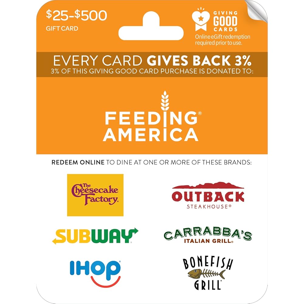 6/mo Finance Giving Good Feeding America Gift Card Buy Now, Pay Later