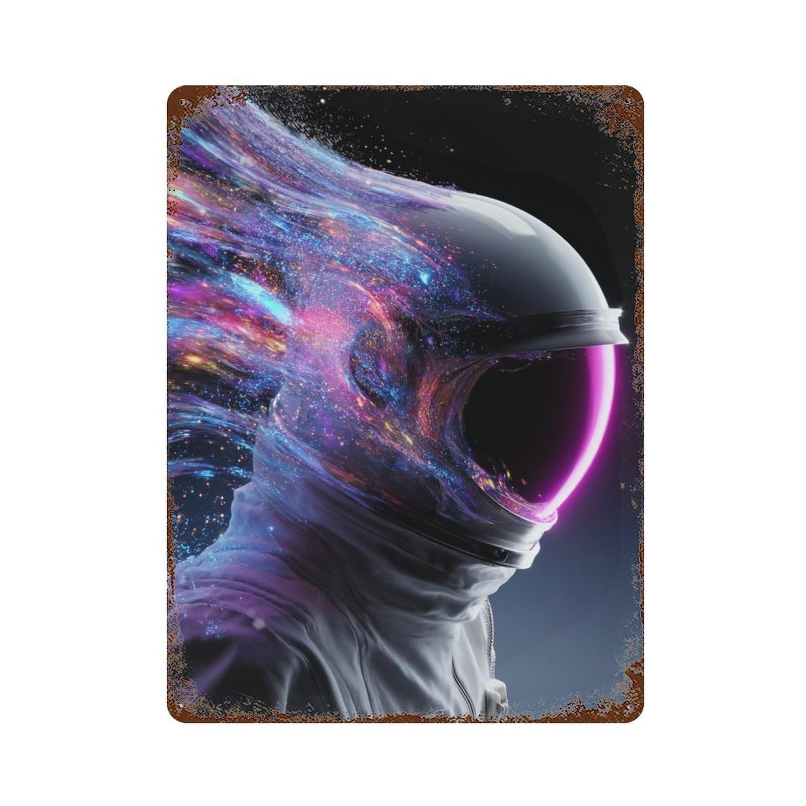 Cosmic Astronaut Helmet-3 15.7"x11.8" Rustic Tin Plaque, Novelty Wall Decor for Bistro, Counter And Cafe Decor
