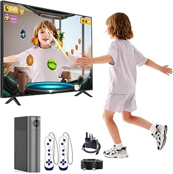 AR Motion Game Console for Kids and Family Plug and Play TV Video Game for Indoor Active Play Family Fun Parties - Gift for Boys and Girls 3+ Grey and Black