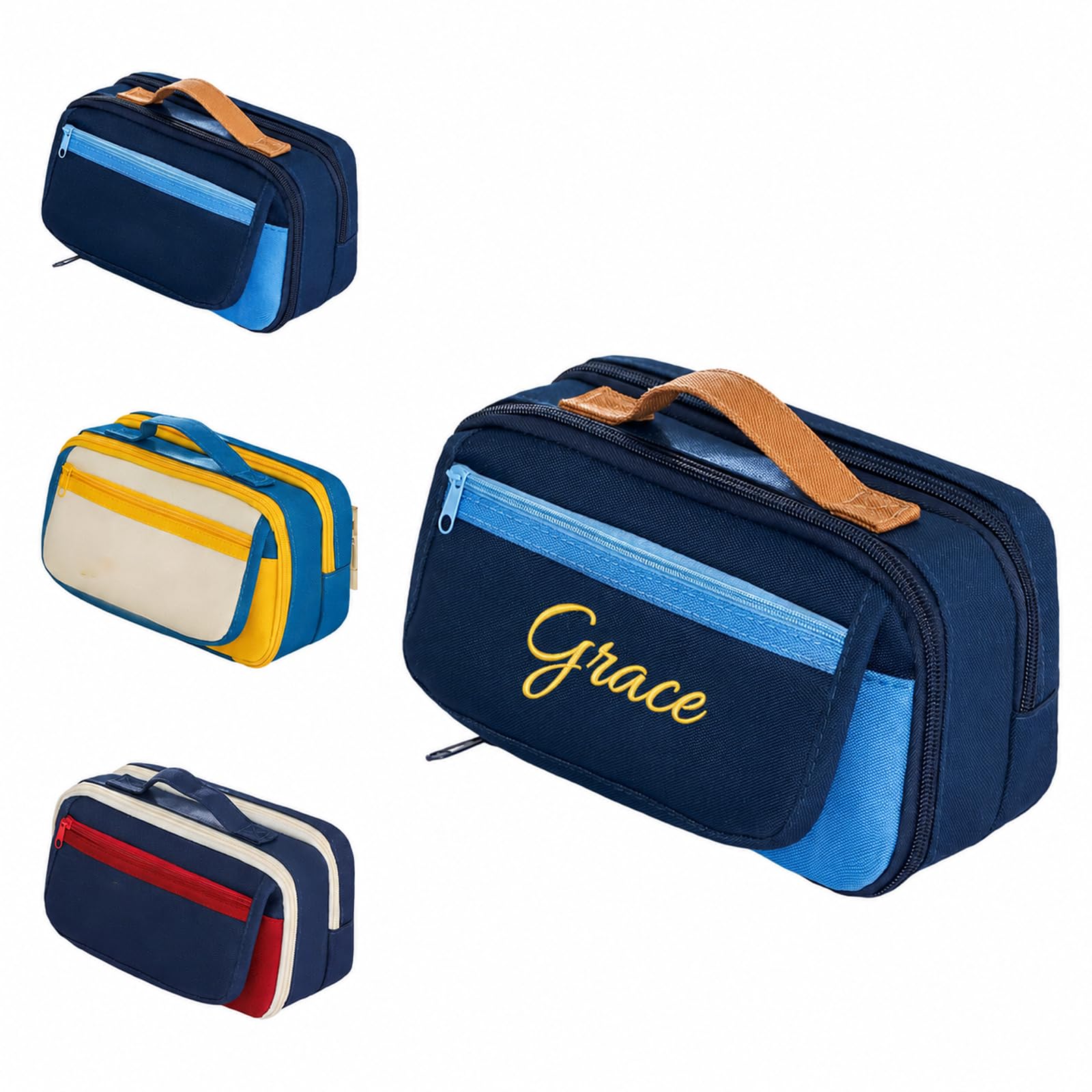 Pencil Case for Personalised Embroidered Name, Pencil Pouch, Camo Dark Blue