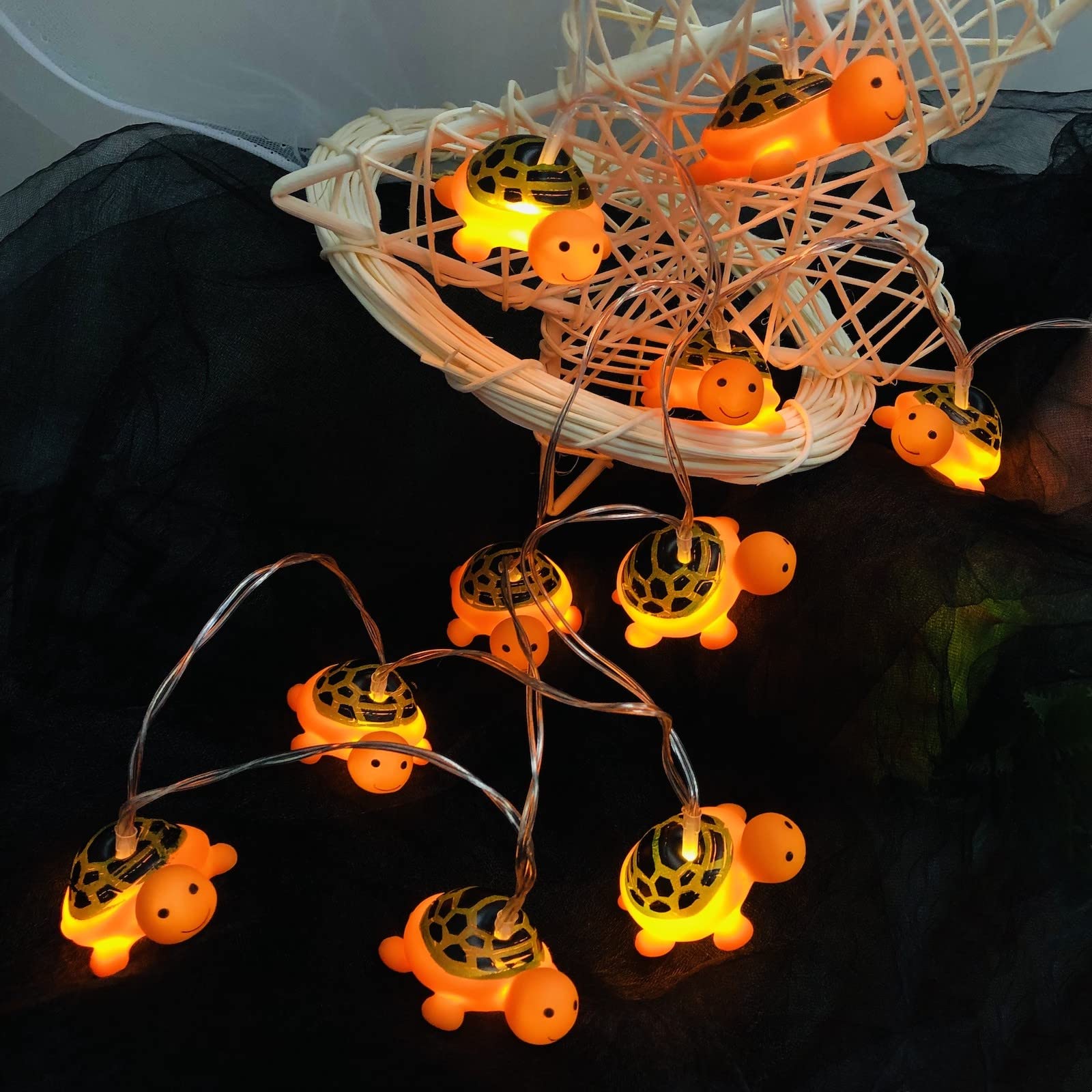 Riaxuebiy 10 LED Turtle Fairy Lights 1.65m Length Turtle String Lights Warm White Battery Operated Bedroom Children Room Decor Chain of Lights (Turtle)