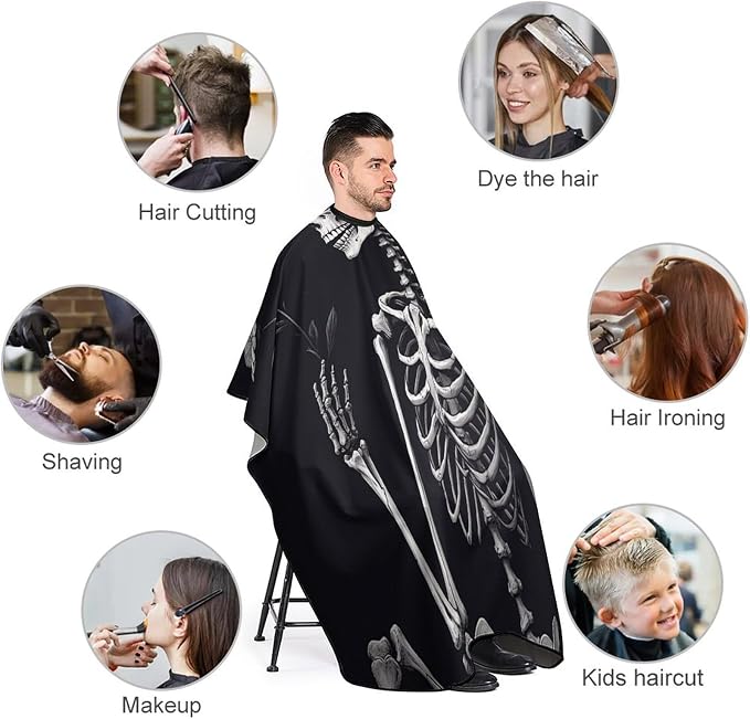Capa de Corte de Pelo Impermeable con Diseño Esqueleto para Hombre y Mujer miniatura 3