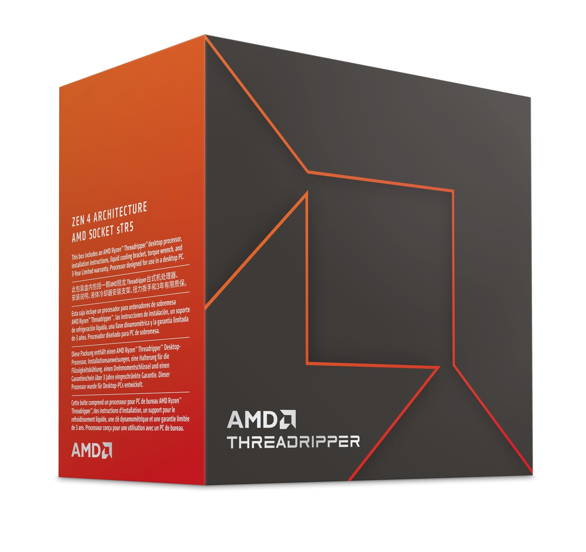 AMD Ryzen Threadripper 7980X Procesador (64 núcleos/128 threads, 350W TDP, Socket SP6, 320MB Caché, Reloj de aumento máx. hasta 5,1 Ghz, sin ventilador)