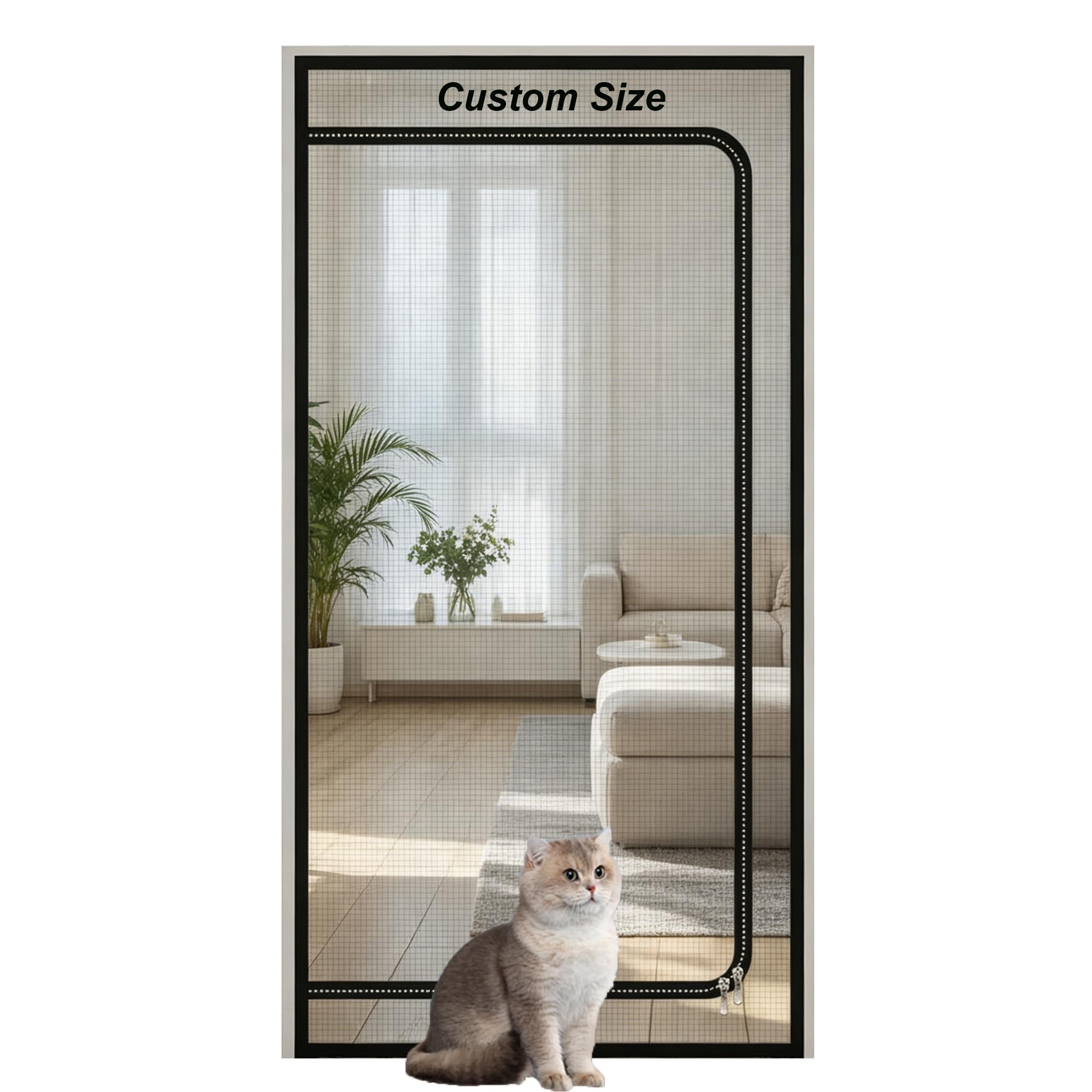 Fly Screen Door Curtain, Cat Screen Door, Prevents Cats from Running Out, Fly Nets for Doors Without Drilling, Suitable for Patio Doors Balcony Bedroom