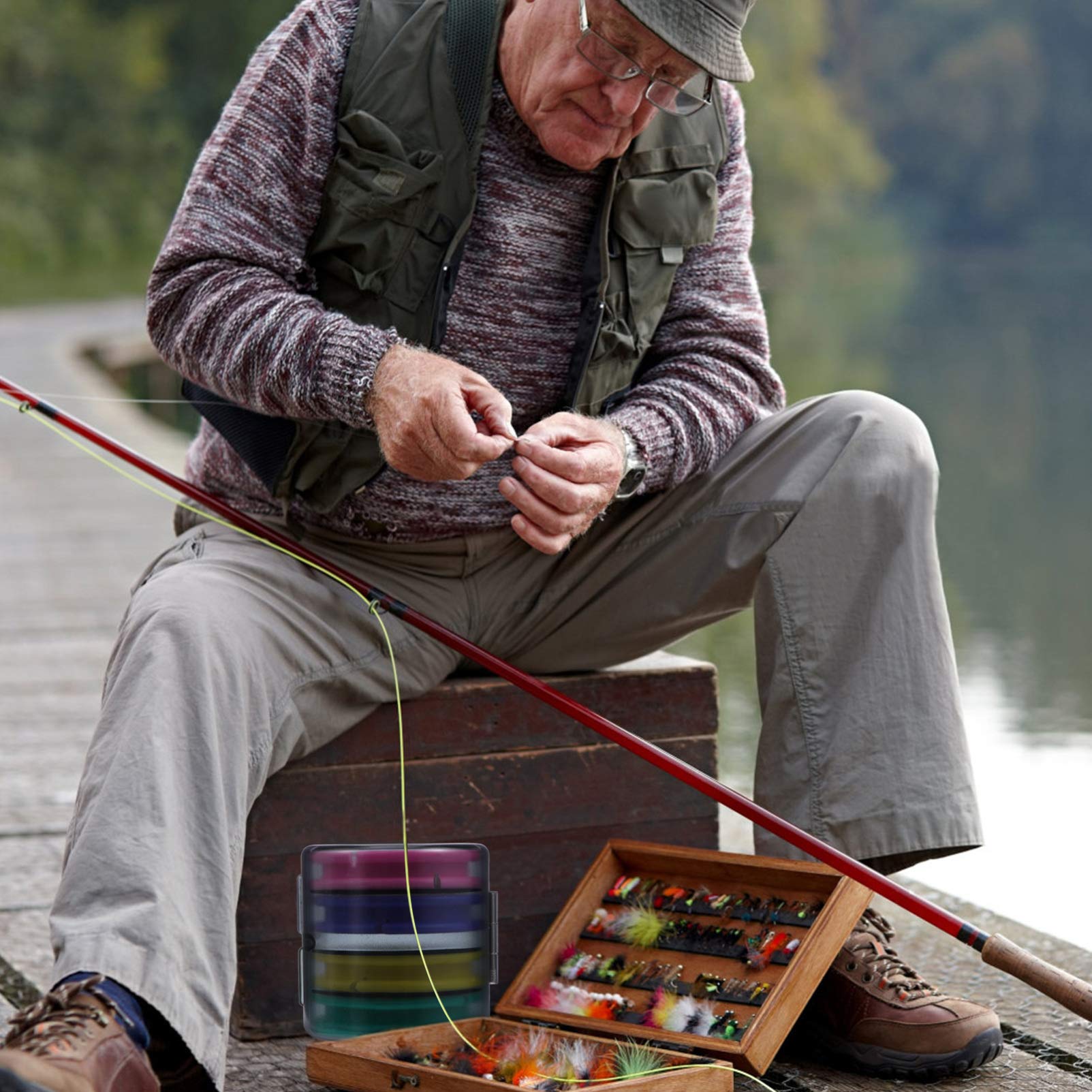 BESPORTBLE Portable Fishing Stocked 1box Line Bobbins Angling Line Organizer Bright Colors